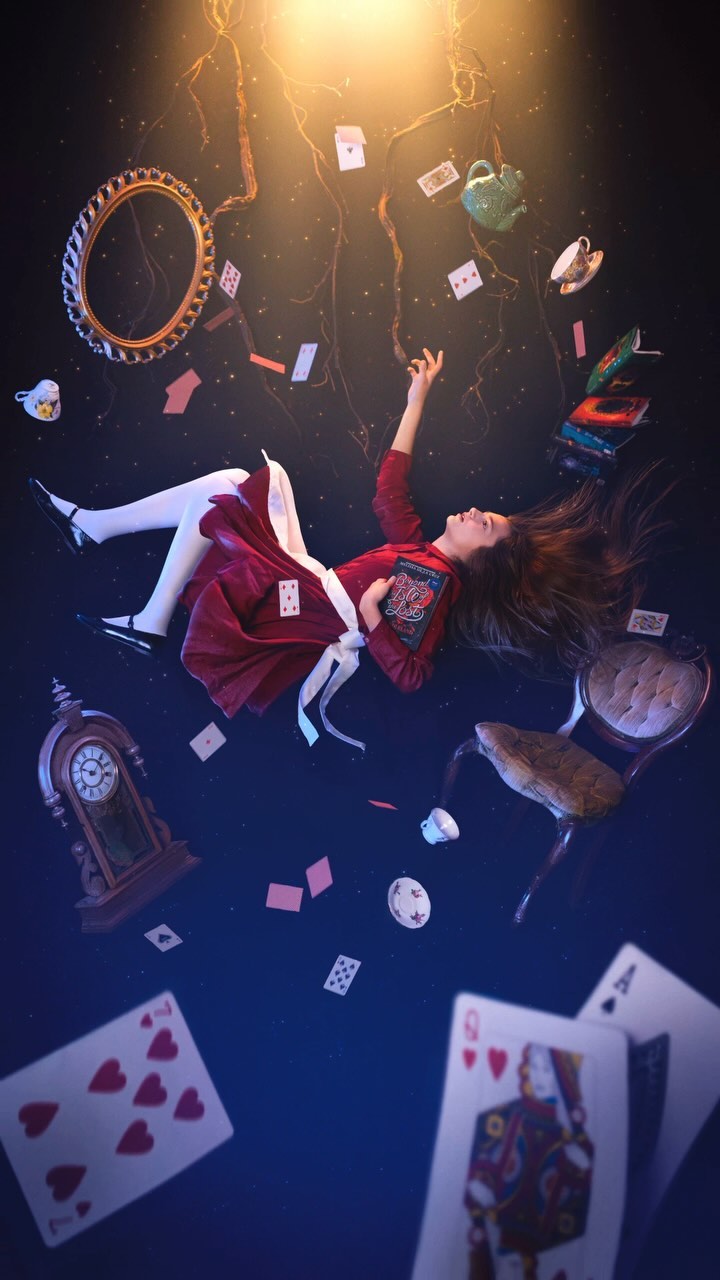Instagram post by @alexandriaslens for Disney Publishing Worldwide. Caption reads: Our daughter Emma fell down the rabbit hole and....