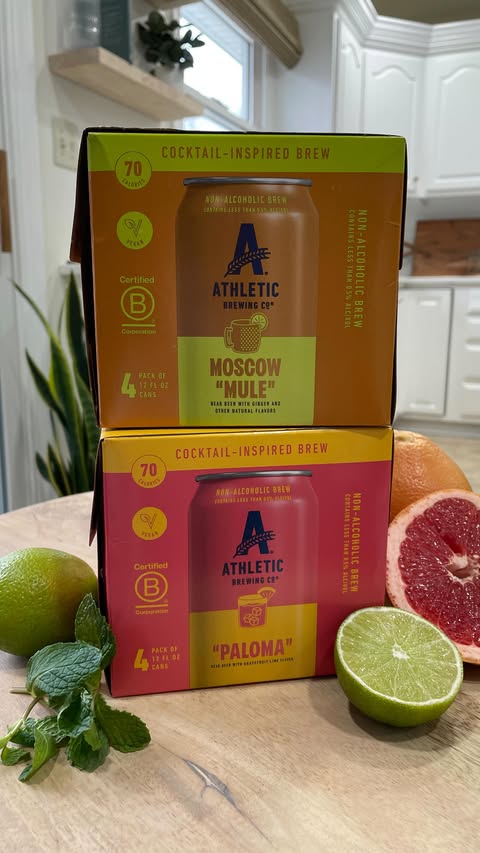 Instagram post by @mocktailgirlie for Athletic Brewing. Caption reads: [...] am so excited to team up with....