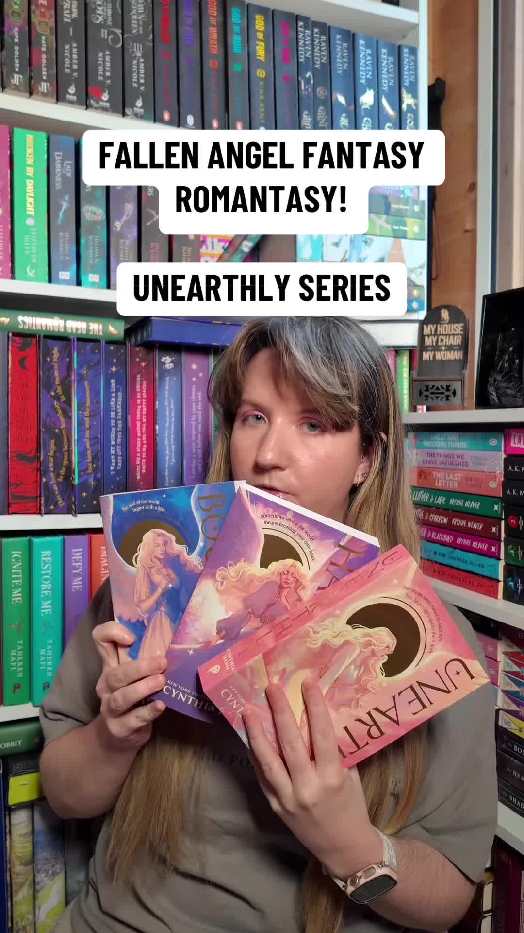 TikTok post by @kezzadiaries for HarperCollins. Caption reads: [...] Unearthly series! 😍 @HarperCollinsUK....