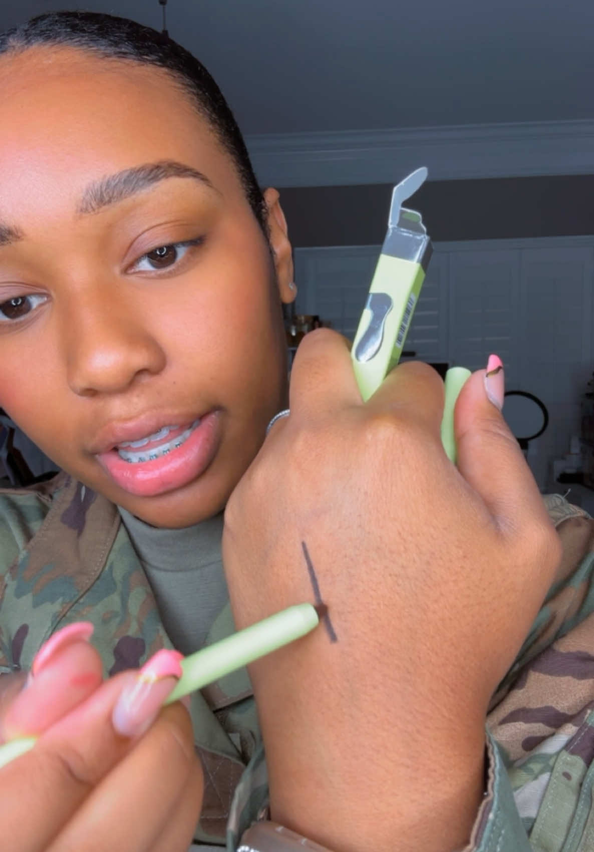 TikTok post by @realdealjwill for MADE BY MITCHELL. Caption reads: SHADE: TIGERS 🐅 EYE 👁️ @madebymitchell....