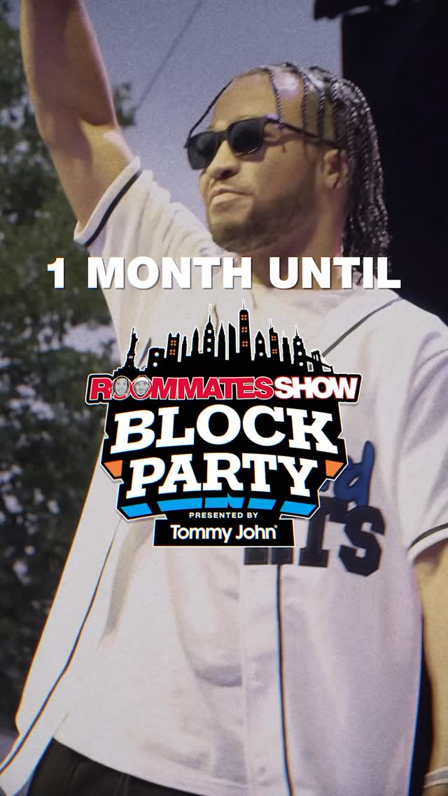 Instagram post by @theroommatesshow for Tommy John. Caption reads: 🚨 1 MONTH OUT! 🚨

The Roommates Show Block Party....