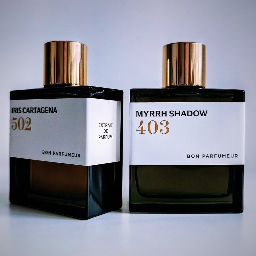 Instagram post by @mr.fragrance.paris for Bon Parfumeur. Caption reads: [...] 𝗦𝗵𝗮𝗱𝗼𝘄 Extrait de Parfum by....