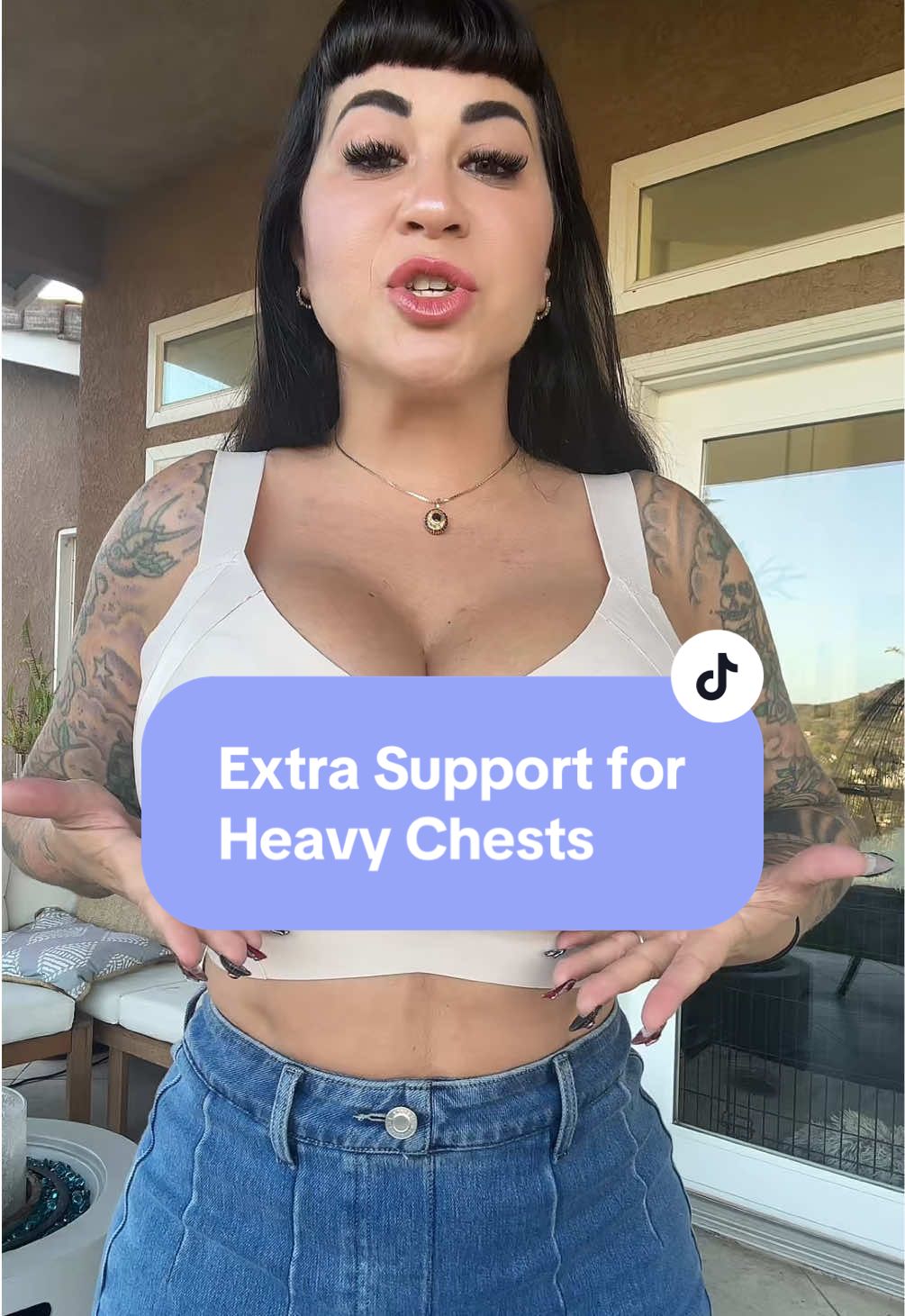 TikTok post by @saffronshops for Comfelie. Caption reads: So much support for heavy chests!....