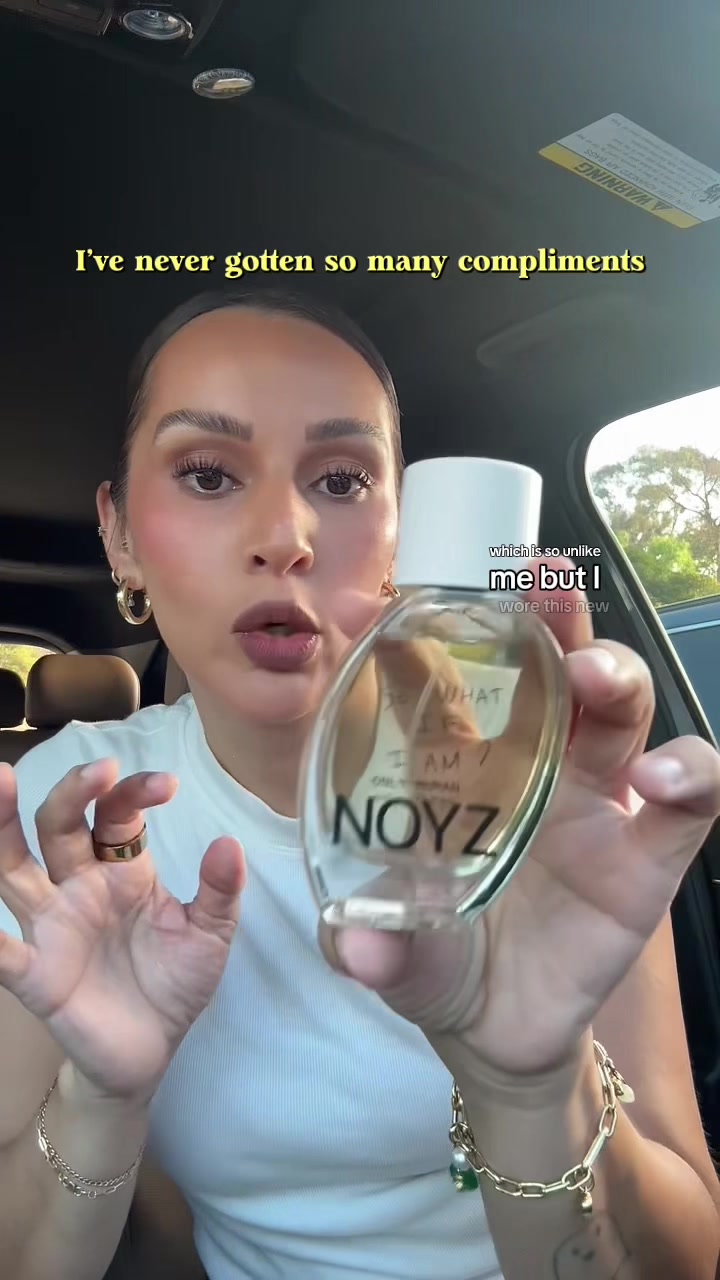 TikTok post by @notsamanthafox for NOYZ. Caption reads: I love all of the @noyzfragrance perfumes but this....