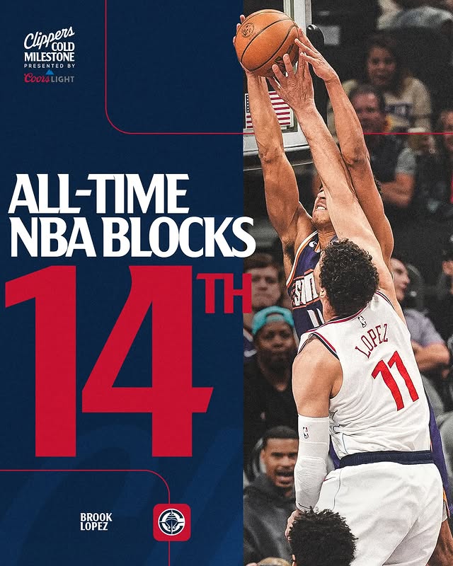Instagram post by @laclippers for NBA. Caption reads: [...] Ben Wallace for 14th on the All-Time @NBA....