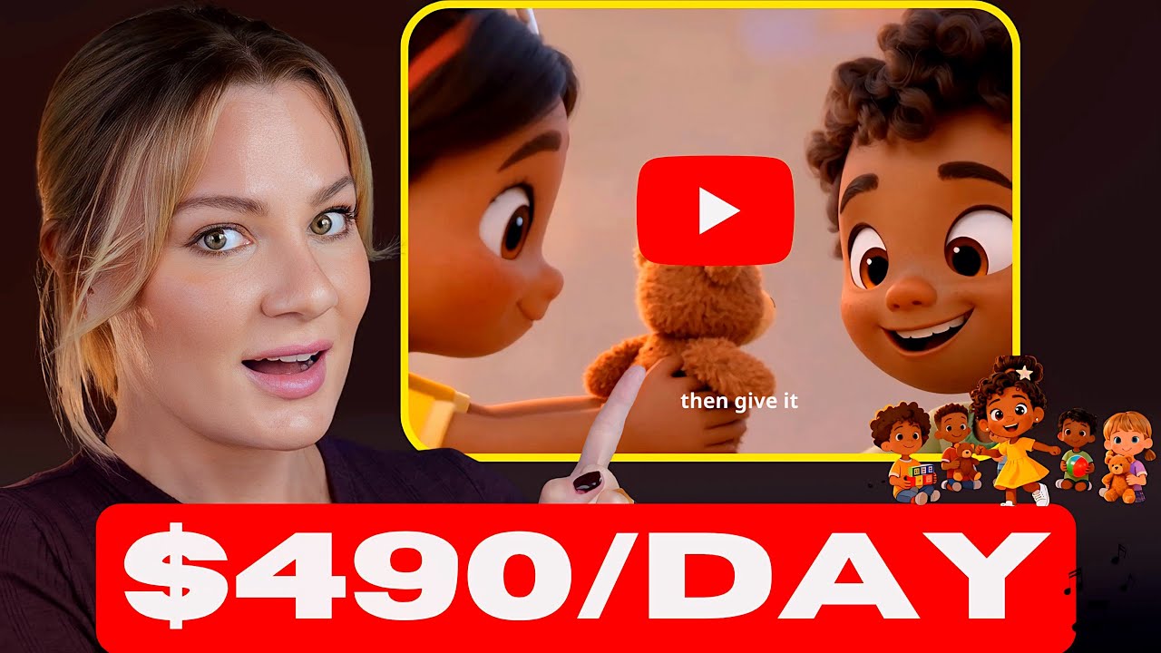 YouTube post by @FinanciallyPowerful for vidIQ. Caption reads: Make Money Creating Kids Songs on YouTube with AI....