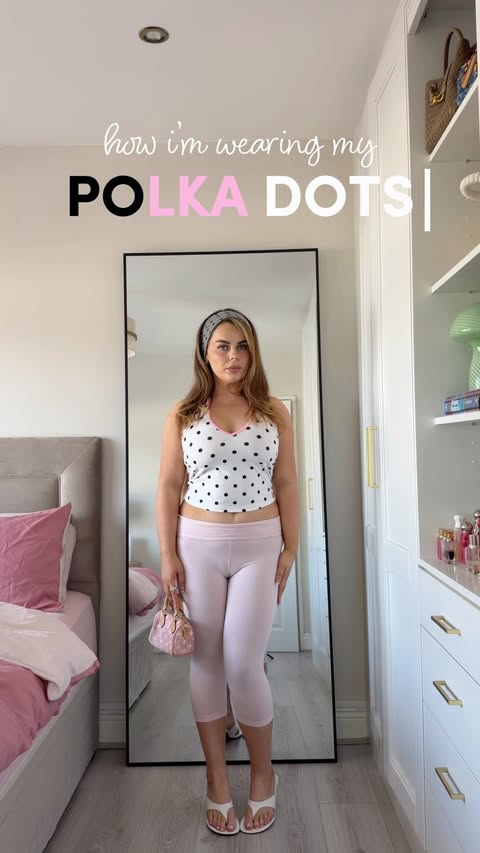 Instagram post by @katiemcallister_ for Missguided. Caption reads: [...] my polka dots this summer☀️💋💋🎀....