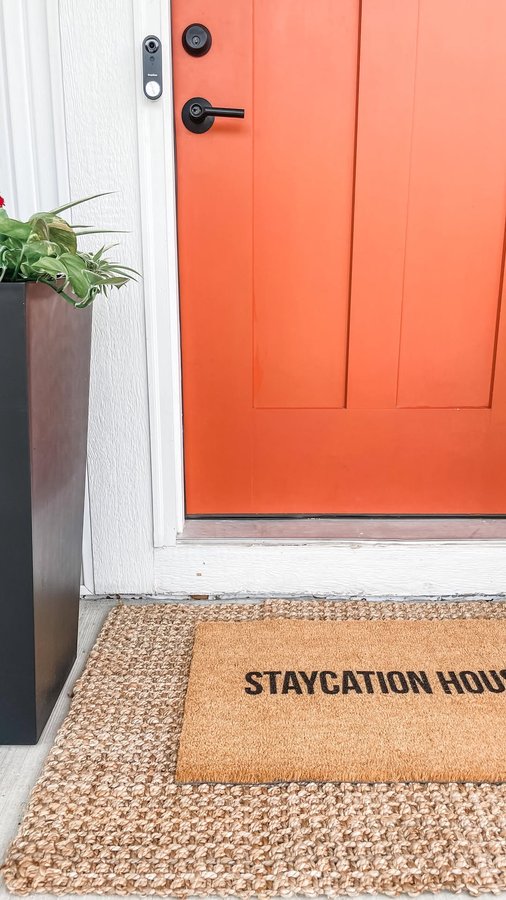 Instagram post by @beautifullybudgeted_home for CocoMatsNMore. Caption reads: S T A Y C A T I O N  house🏡🫶🏼💘

Happy Monday!....