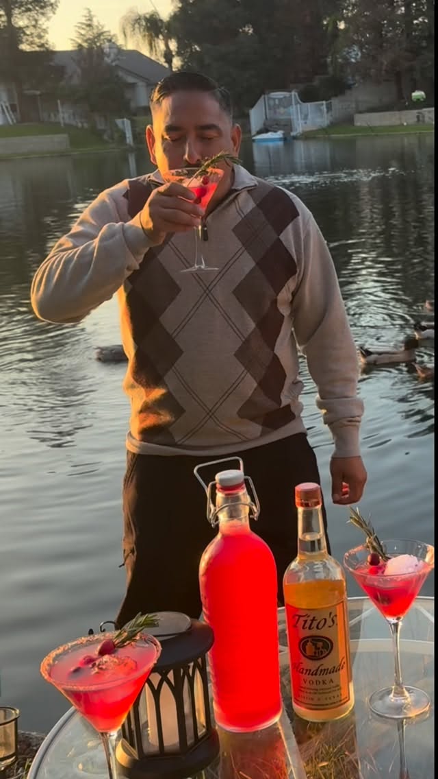 Instagram post by @serrano_cooks for Tito’s Handmade Vodka. Caption reads: Nothing beats @titosvodka and a lake house Sunday....