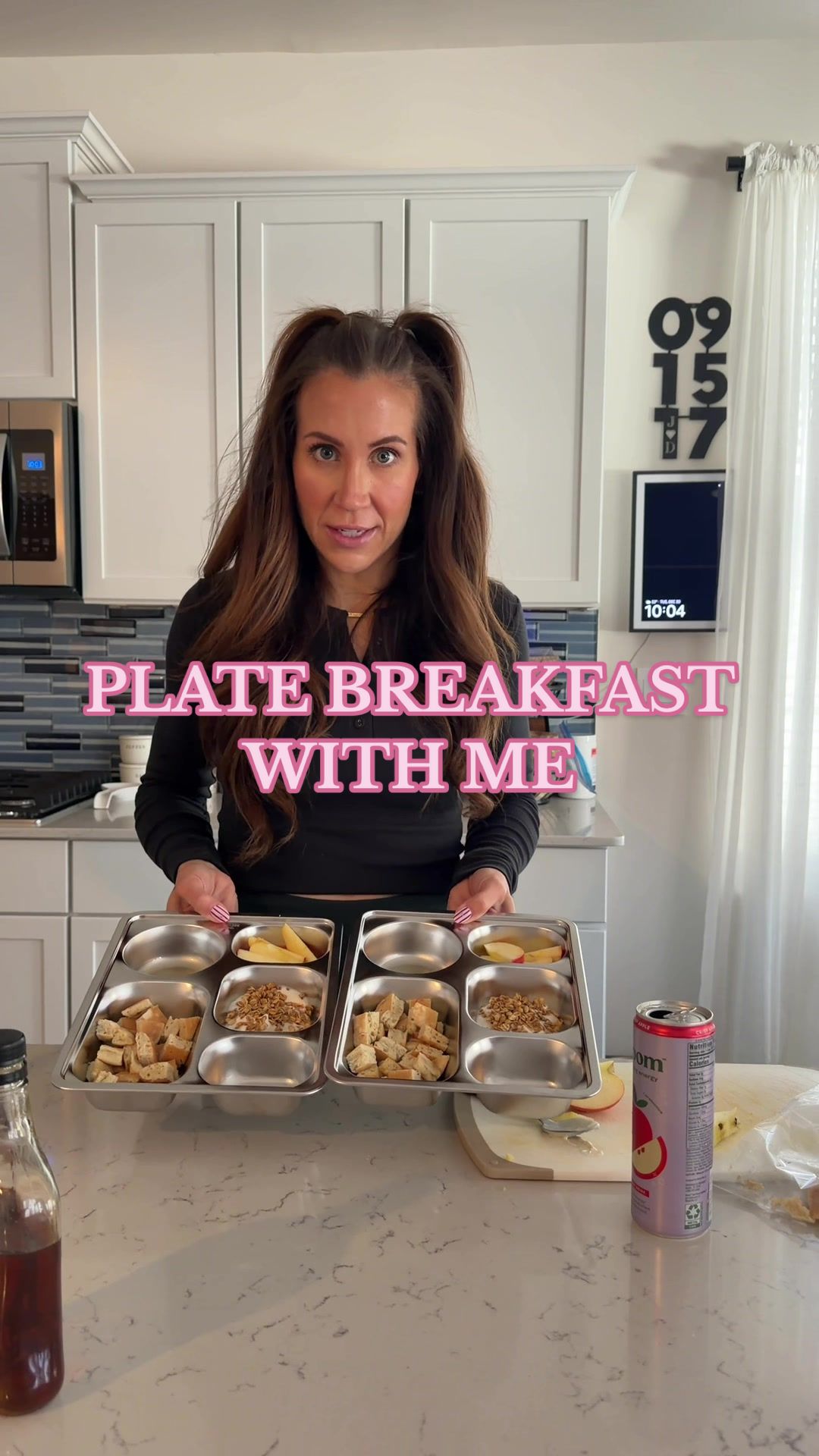 TikTok post by @twomomsandthebabes for Bloom Nutrition. Caption reads: morning breakfast with a side of 🍎 @Bloom....