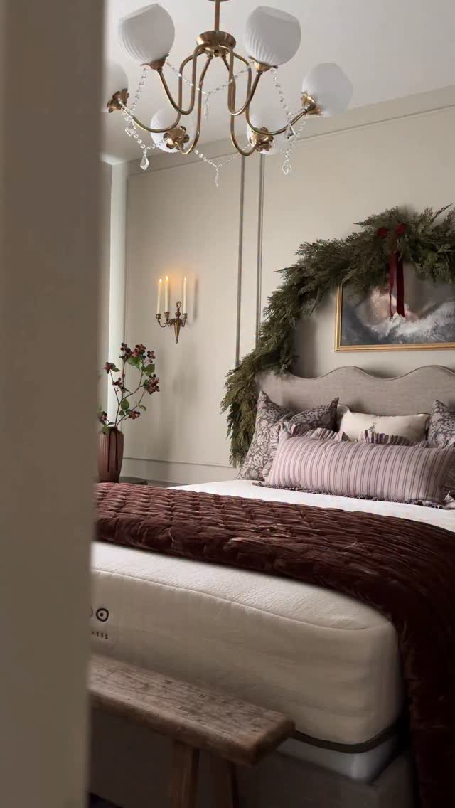 Instagram post by @theresachristinehome for Avocado Green Mattress. Caption reads: Get the guest room ready with layers of comfort,....