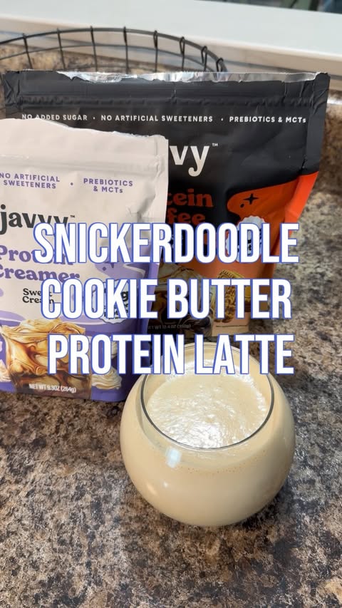 Instagram post by @infohomehaven for Javvy Coffee. Caption reads: Milk, Cookie Butter Protein Coffee, Snickerdoodle....