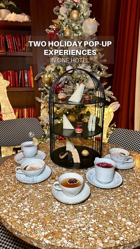 Instagram post by @whatspoppinnola for Visit New Orleans. Caption reads: ✨ Two Holiday Pop-Up Experiences in One Hotel |....