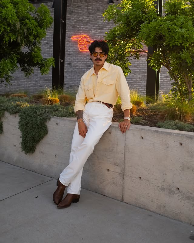 Instagram post by @bthomps.n for Lee Jeans. Caption reads: New @jcrew and @leejeans collection brings classic....