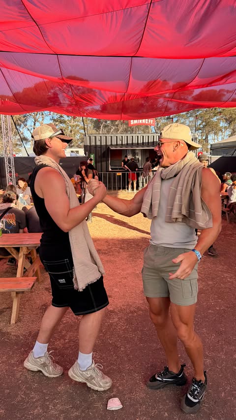 Instagram post by @cal.davee for Smirnoff. Caption reads: MEGA few days at beyond the valley with @smirnoff....