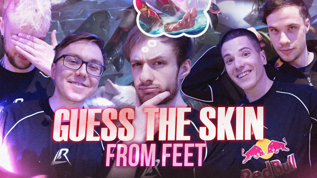 YouTube post by @LosRatonesOfficial for Displate. Caption reads: CAN LOS RATONES PLAYERS GUESS THE LEAGUE SKIN FROM....