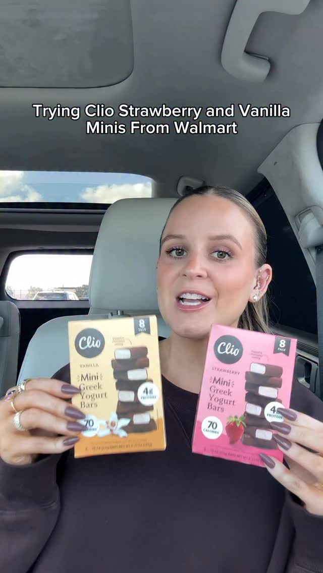 Instagram post by @kayleigh__eats for Clio Snacks. Caption reads: Which flavor @cliosnacks from @walmart is your....