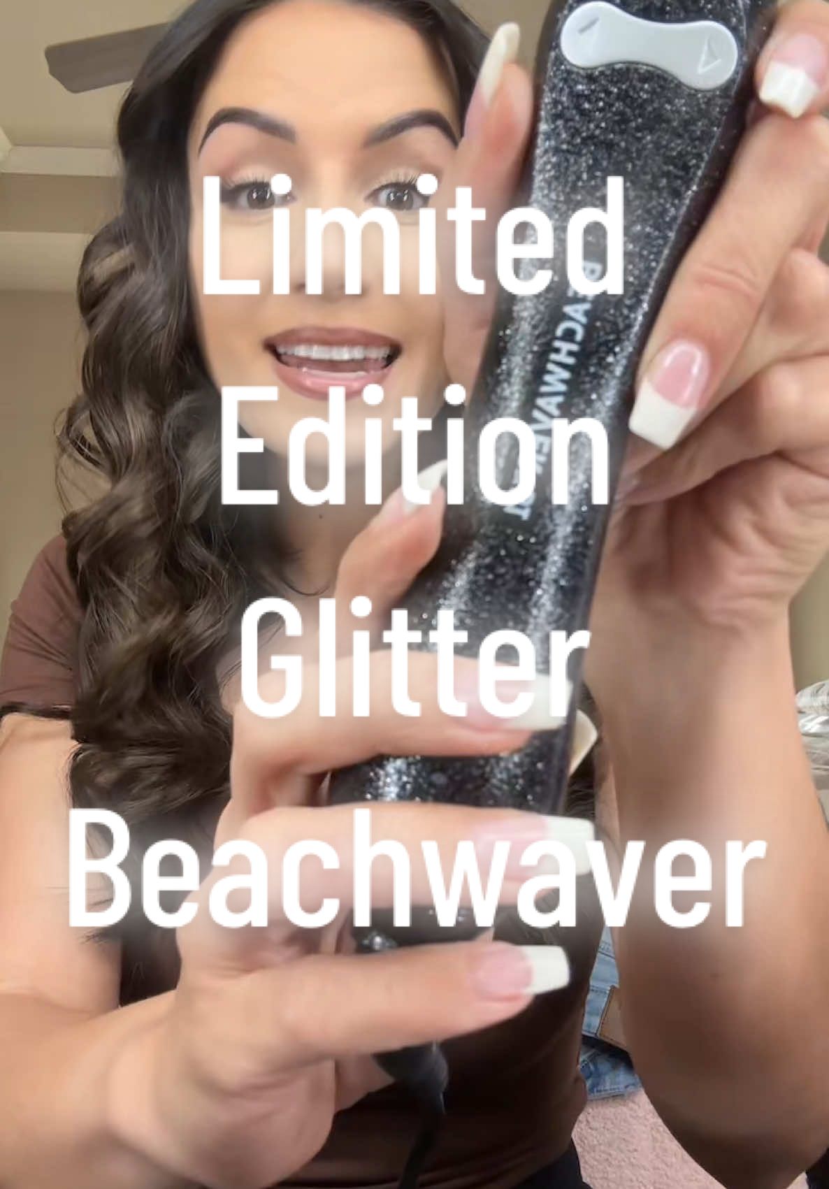TikTok post by @shop.with.selena for Beachwaver. Caption reads: [...] able to curl my hair with this!....