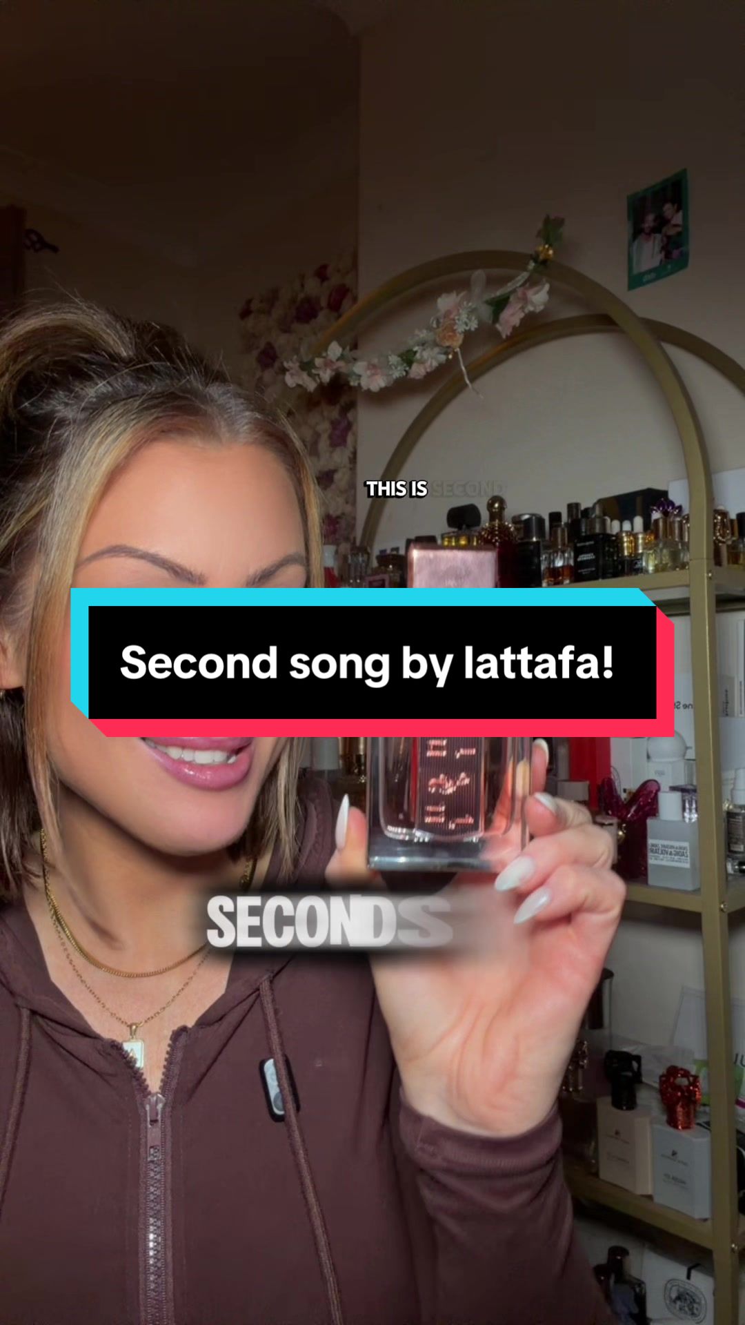 TikTok post by @charli_scenterella for French Arabian Perfumes. Caption reads: There’s a new Angham in town and she is called....