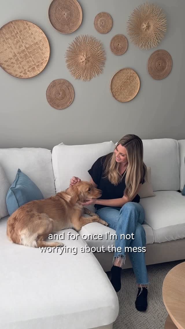 Instagram post by @itsnalathegoldenretriever for Nolan Interior. Caption reads: [...] Sofa covers in plush vanilla. #nolaninterior....