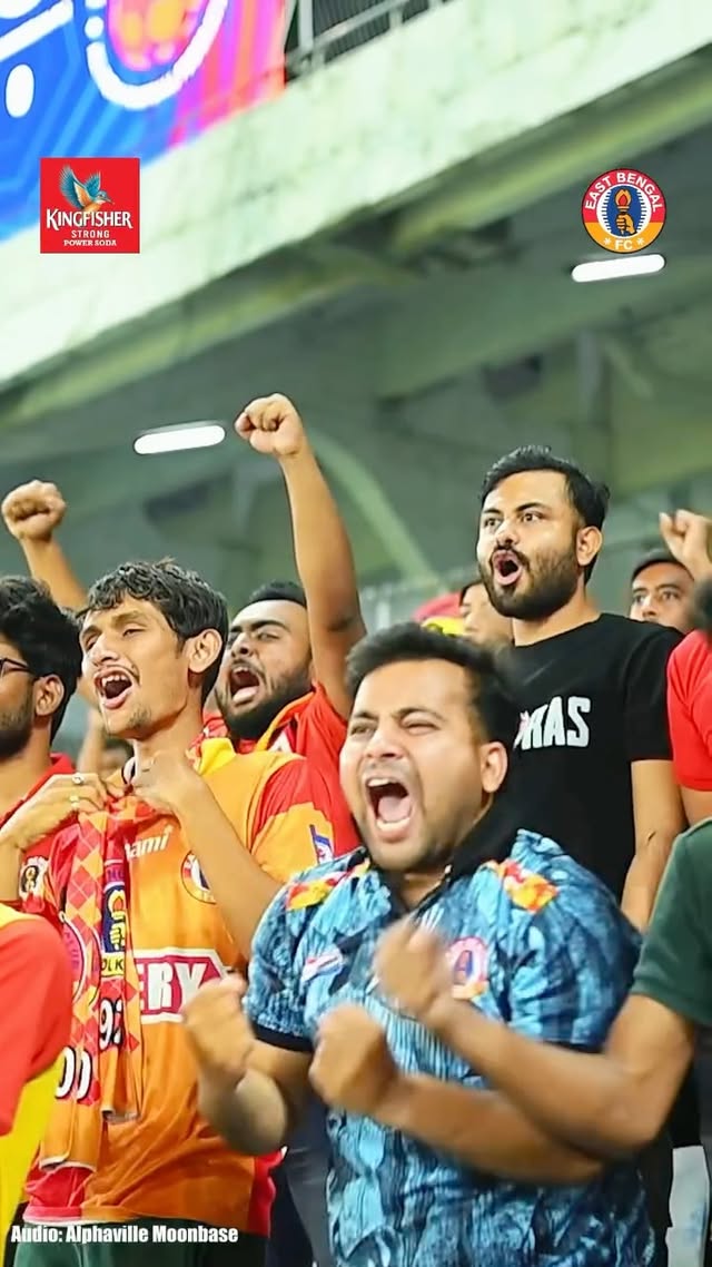 Instagram post by @eastbengalfootballclub for Kingfisher. Caption reads: [...] ❤️💛 [ISL, Joy East Bengal 🤝....