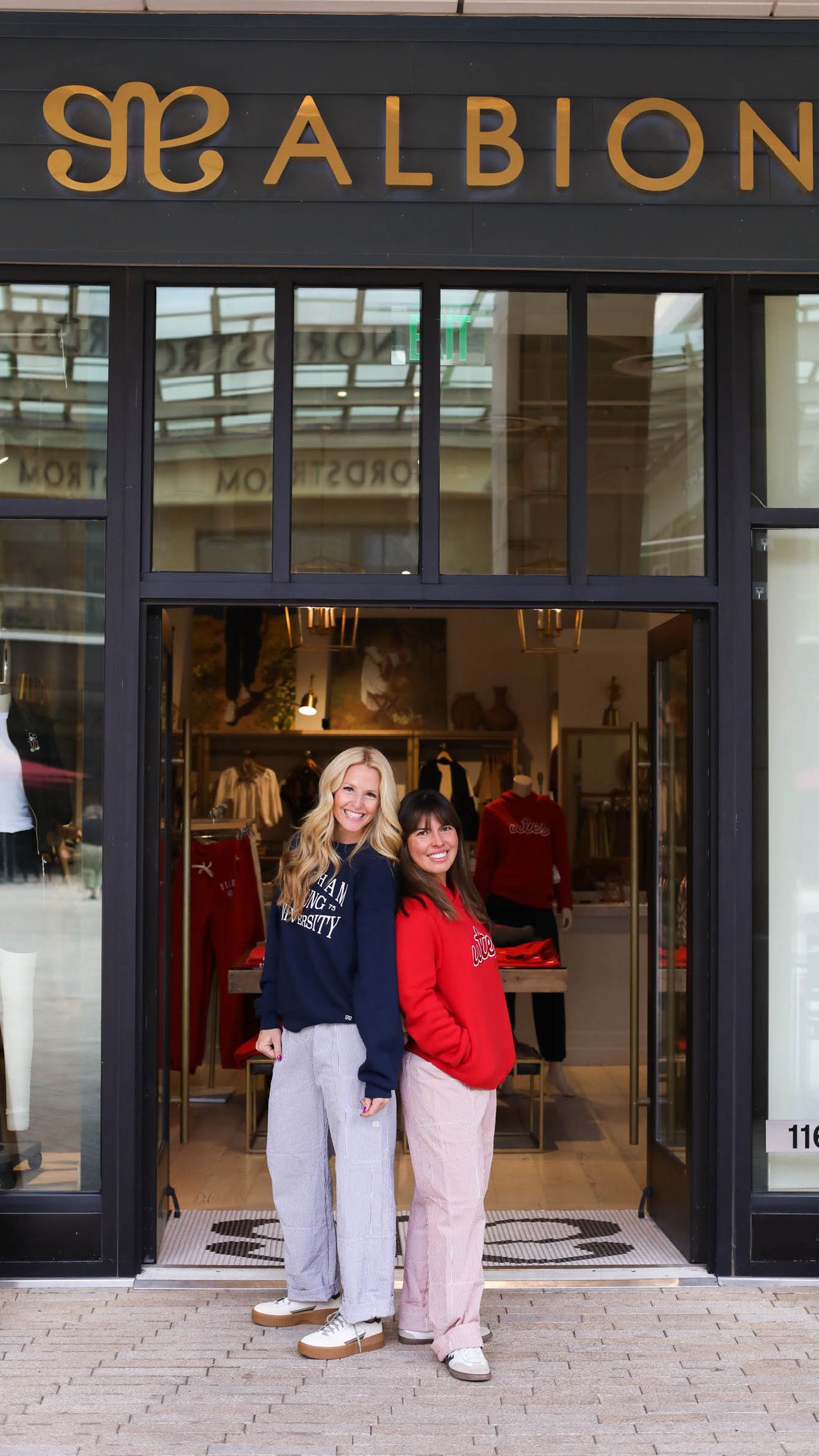 Instagram post by @highfitnessemily for Albion Fit. Caption reads: Rivalry week never looked this good. 💃🏈
Emily....