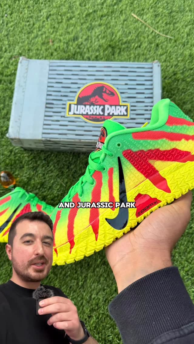 Instagram post by @stevenatto for Jurassic World. Caption reads: Ja Morant x Jurassic Park Nike Ja 3s Drop Soon🦖.