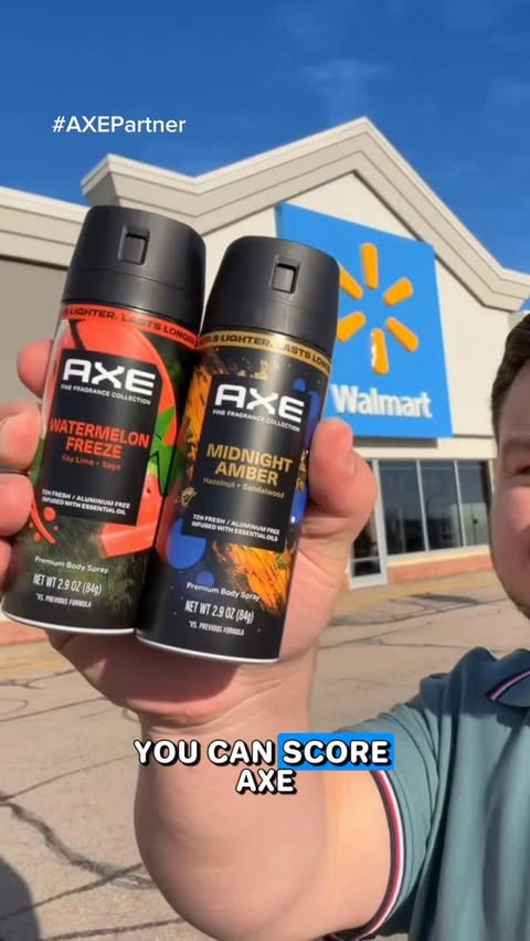 Instagram post by @couponwithmichael for AXE. Caption reads: Score AXE Fine Fragrance Body Spray with NEW spray....