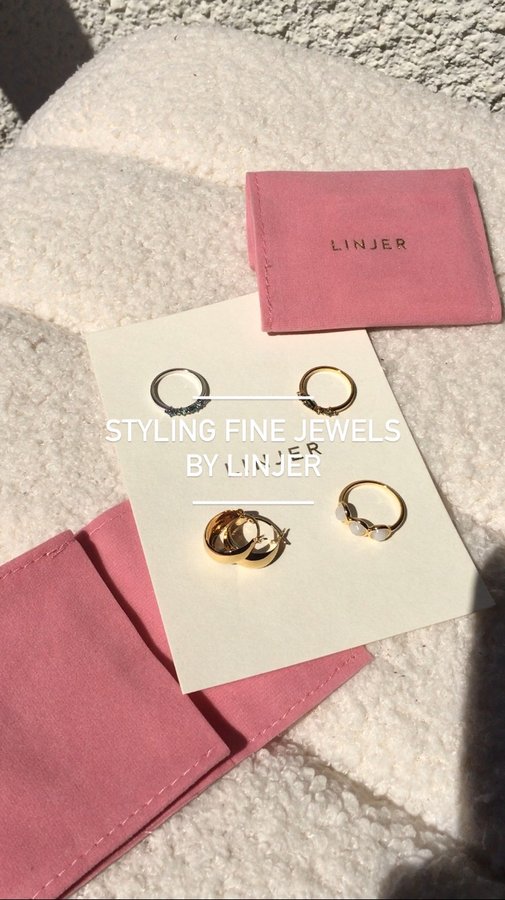 Instagram post by @remarkable__jade for Linjer Jewelry. Caption reads: Styling fine jewels by @linjerco !! The minimalist....
