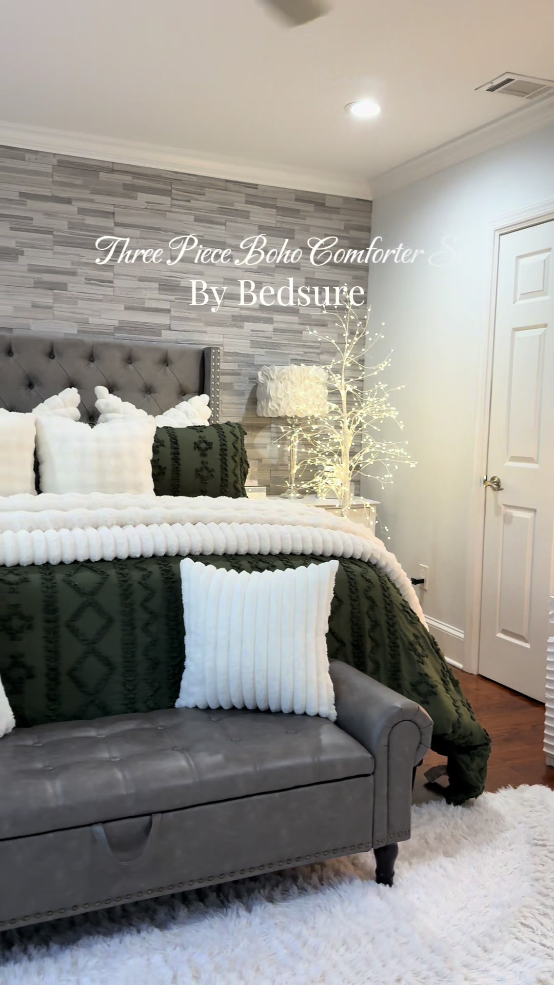 TikTok post by an influencer for Bedsure. Caption reads: Bedsure Tufted Boho Comforter Set [...].