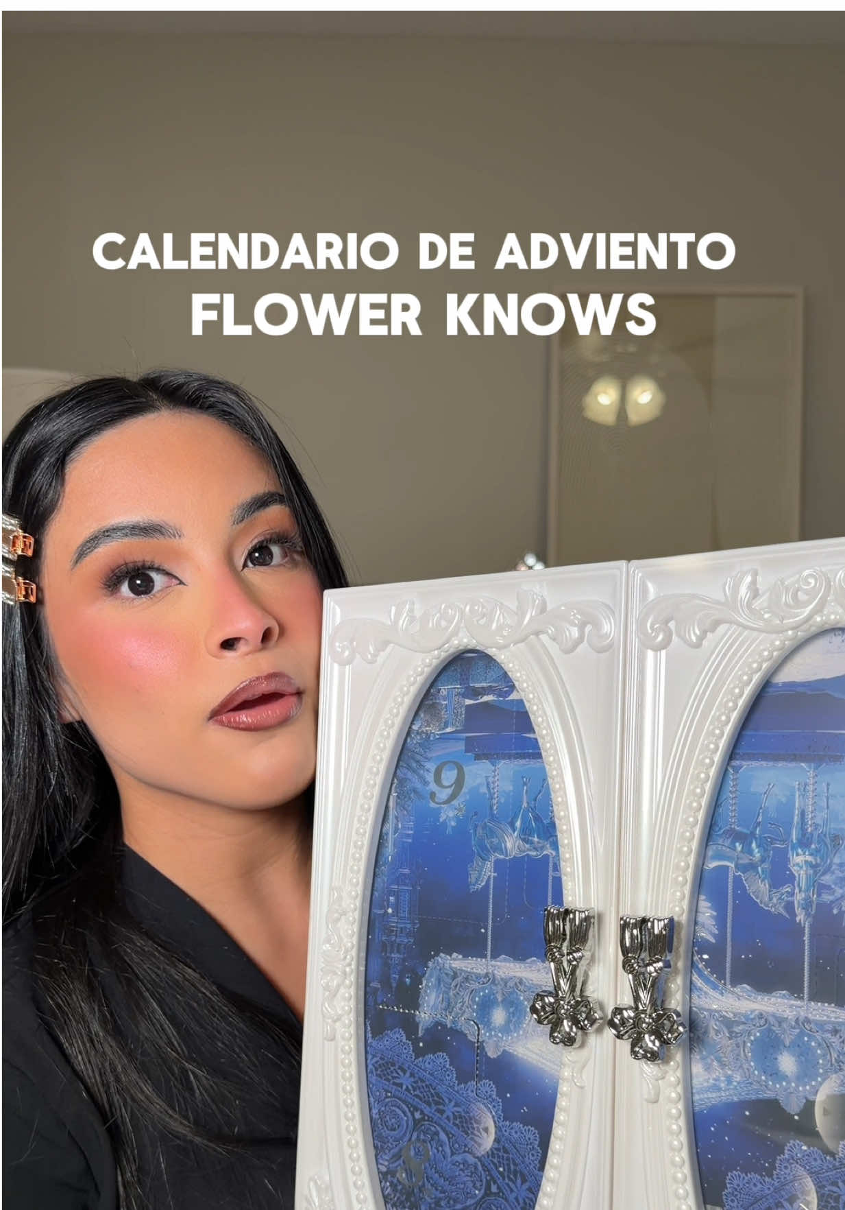 TikTok post by @makeupbyrosangel for Flower Knows. Caption reads: Calendario de adviento de Flower knows....