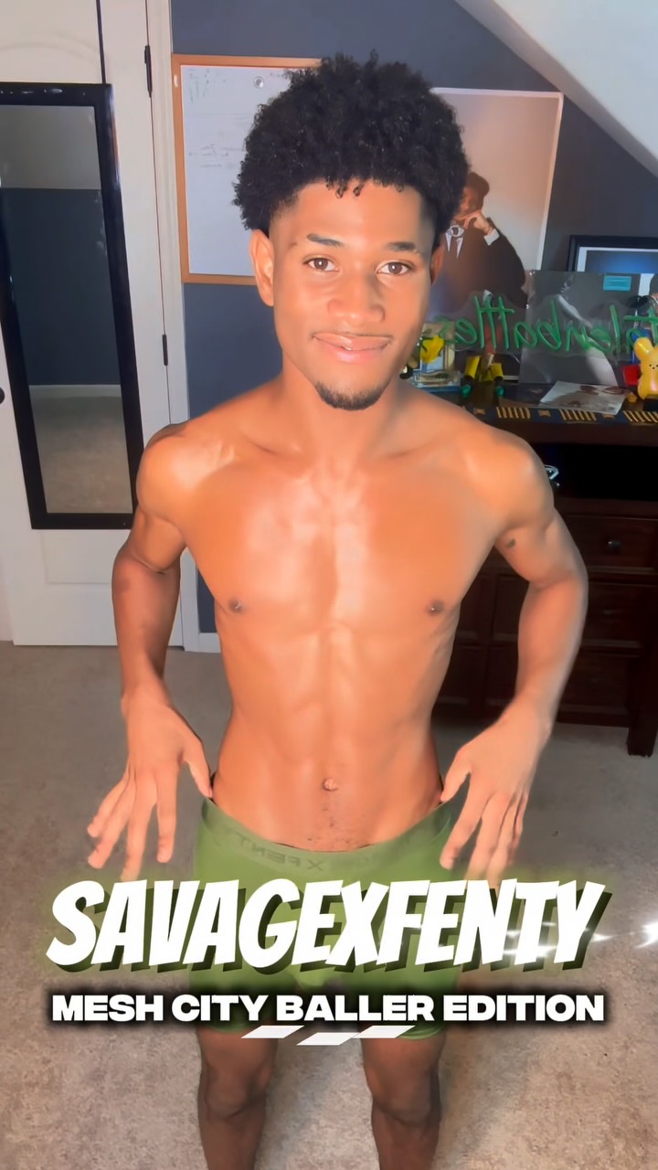 Instagram post by @talenbattles for Savage X Fenty. Caption reads: Mesh City Moves ⛹🏾‍♂️ @savagexfenty....