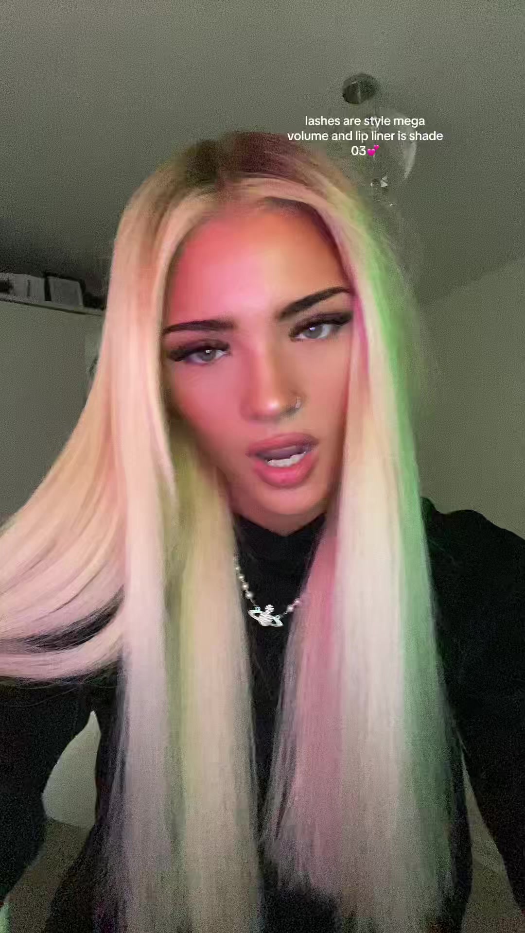 TikTok post by @paigedraperx for HNB Cosmetics. Caption reads: #clusterlashes #lipliner #blonde #fyp #lilpeep....