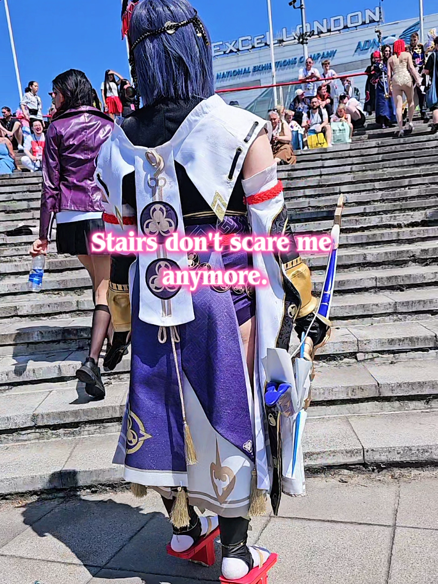 TikTok post by @_kikii_cos_ for dokidokicosplay. Caption reads: holding the most fragile prop and walking in geta....