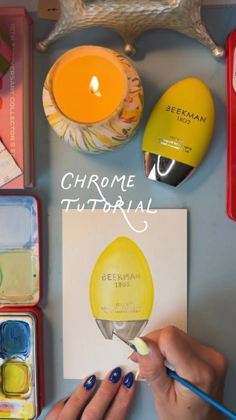 Instagram post by @delacremstudio for Beekman 1802. Caption reads: [...] painting tutorial in partnership with....