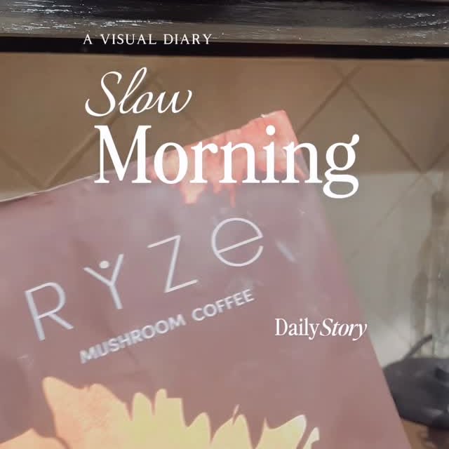 Instagram post by @1.antarisj for RYZE SUPERFOODS. Caption reads: My slow mornings start with Ryze Mushroom Coffee!....
