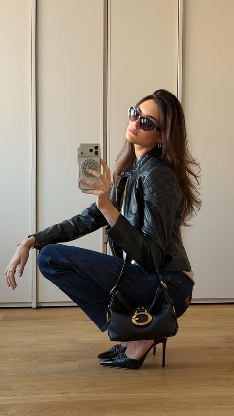Instagram post by @celinebethmann for Marciano. Caption reads: [...] GRWM for a spring brunch date wearing....