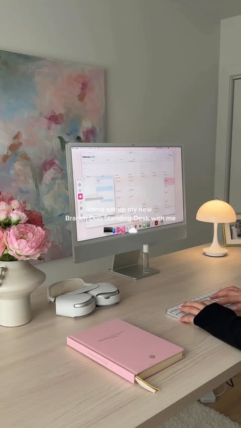 Instagram post by @nazashevchuk for Branch Furniture. Caption reads: [...] up my dream home office with me and....