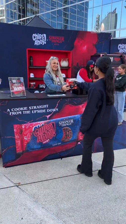 Instagram post by @grubswithgomes for Chips Ahoy!. Caption reads: #ad CHIPS AHOY! X Stranger Things cookies are in....