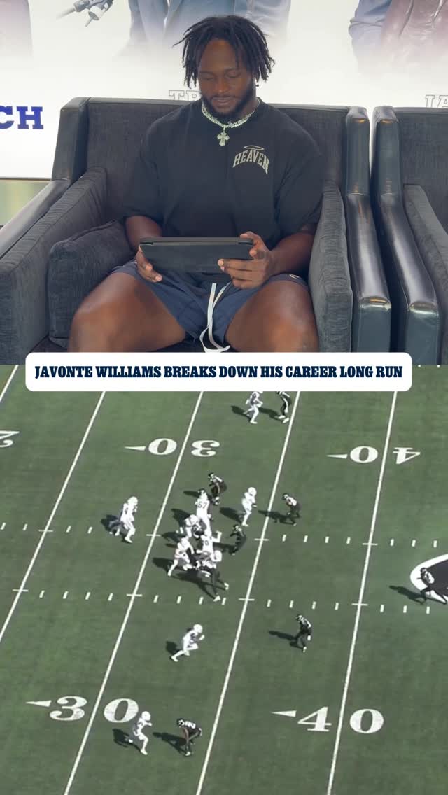 Instagram post by @thejavontewilliams for Dallas Cowboys. Caption reads: 33 breaks down his 66-yard run 🎥

#DallasCowboys....
