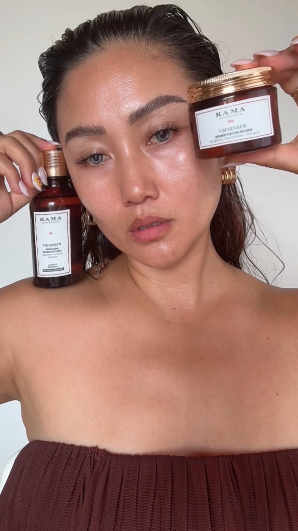 Instagram post by @dokaandme for Kama Ayurveda. Caption reads: From the calm of Ashwagandha to the purity of....