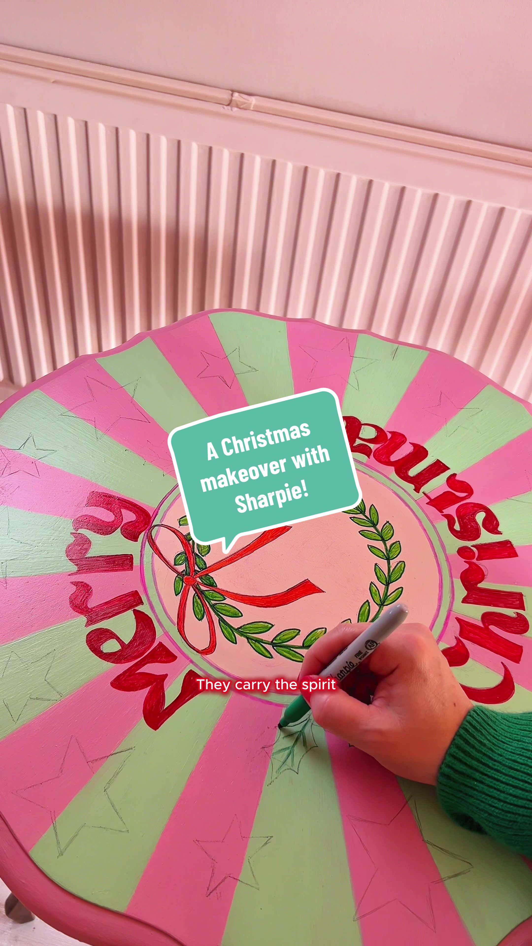 TikTok post by @therachelhendersonstudio for Sharpie. Caption reads: ad. What do you think of my wooden Christmas....