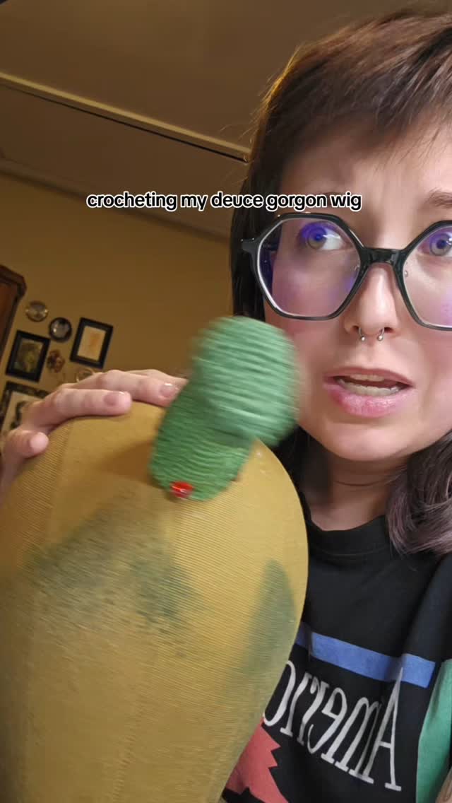 Instagram post by @scarletstitchstudios for Crochet. Caption reads: I got to cosplay my favorite monster boy this....