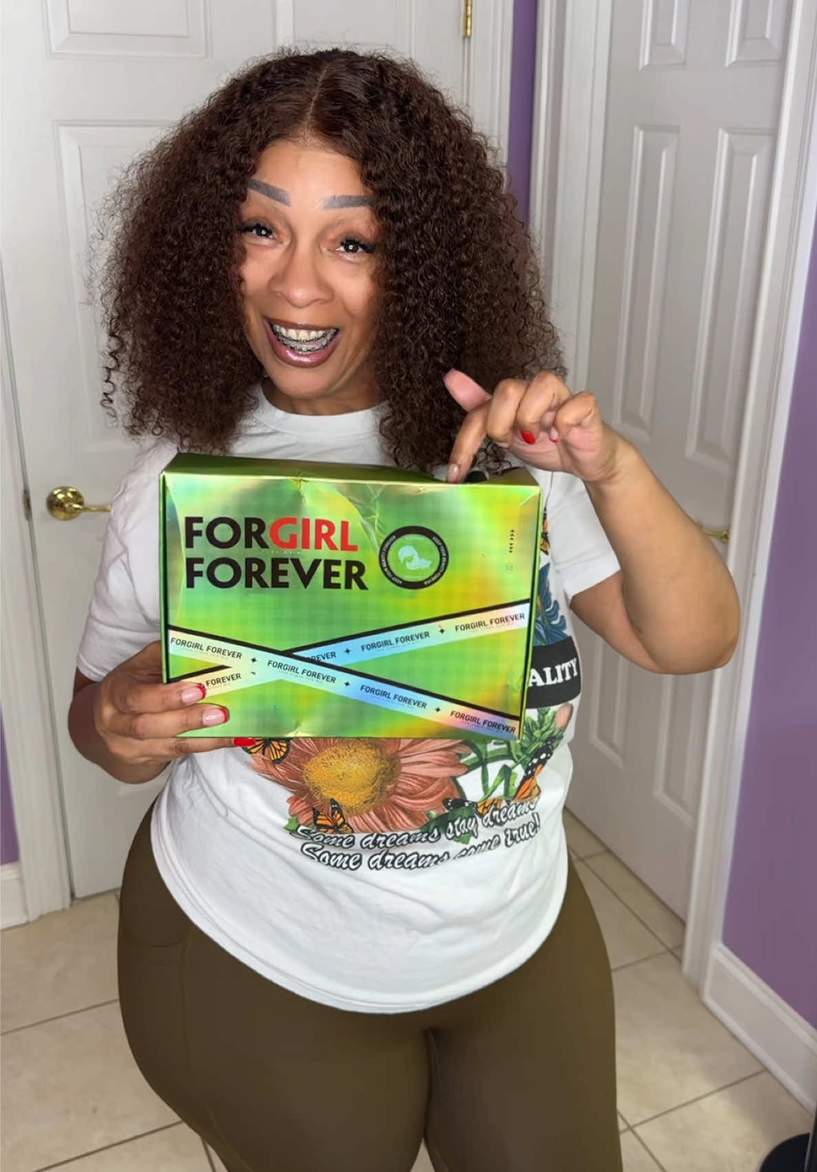 TikTok post by @k.lala104 for Forgirl Forever Wig. Caption reads: So teaaa!! chocolate brown fits the girls so....