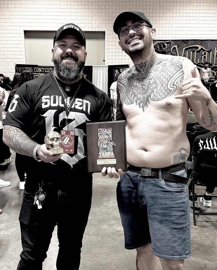 Instagram post by @julianotattoo for Dynamic Color. Caption reads: [...] supporters and sponsors @tattoogoo....