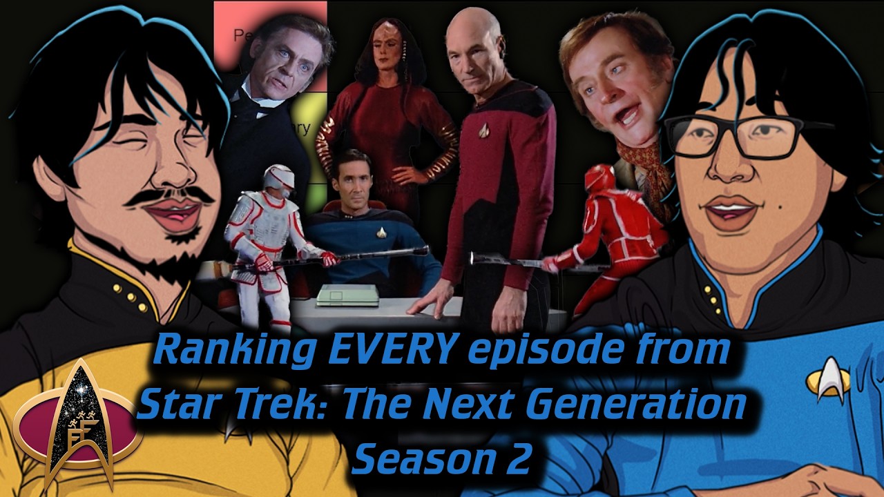 YouTube post by @NewbieStarTrek for Ekster. Caption reads: TNG Season 2 Tier List! Tier lists are fun! And....