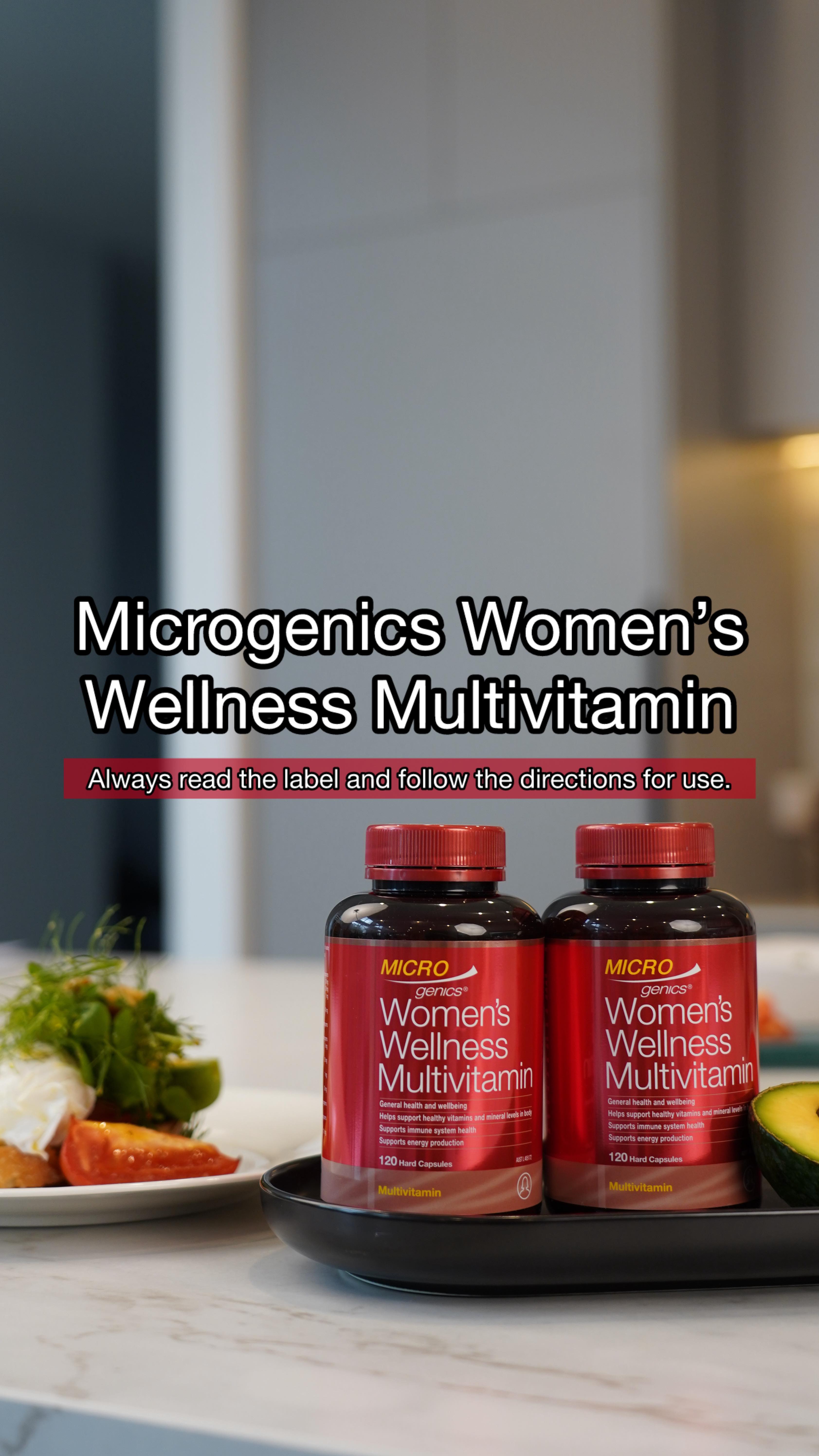 Instagram post by @justineschofield for Chemist Warehouse. Caption reads: It’s important to have a well-balanced diet full....