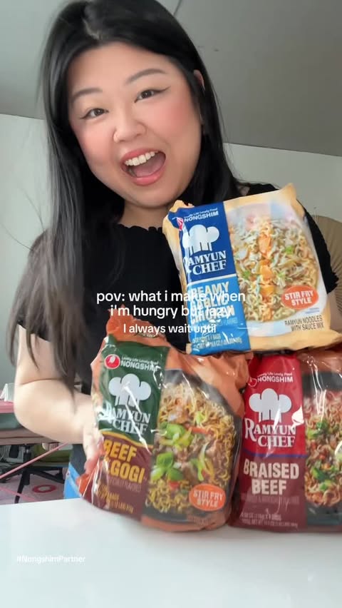 Instagram post by @complanies for Kroger. Caption reads: [...] a quick lunch with me 🍜 @nongshimusa....