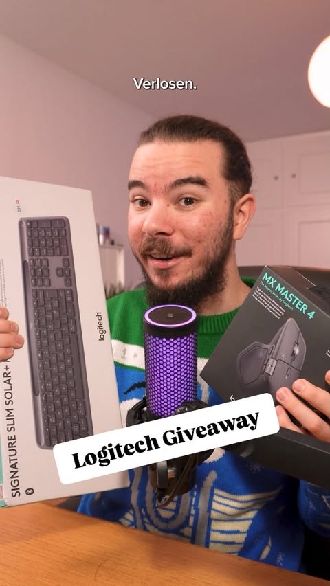 Instagram post by @quasi_dayan for Logitech. Caption reads: letztes Giveaway diesen Monat 👀🎄

@logitech.