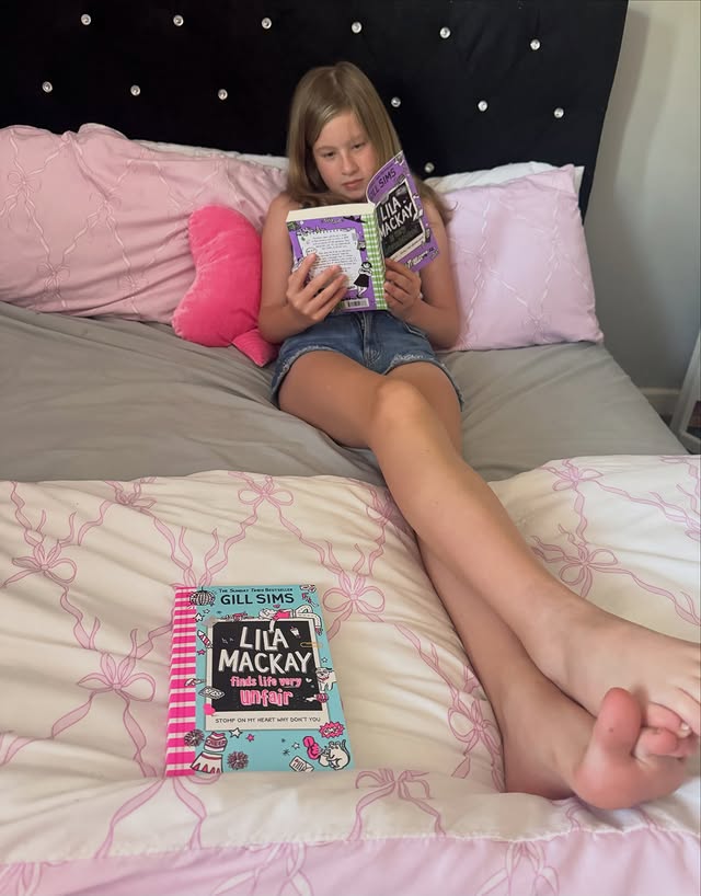 Instagram post by @char_mum_to_2_xx for Farshore Books. Caption reads: AD|Lucie-Rae is absolutely loving Lila Mackay is....